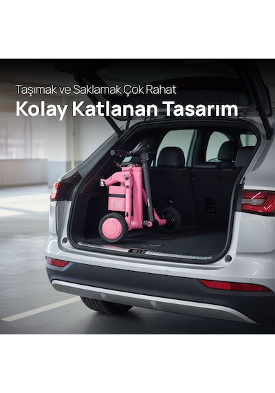 İgofor 3 Tekerlekli Katlanabilir Elektrikli Oturulabilir Scooter Pembe