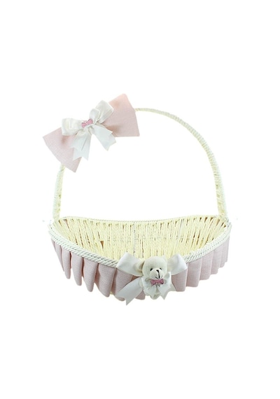 Saplı Oval Kumaş Sepet, 36 Cm, Orta Boy, Pembe Diğer