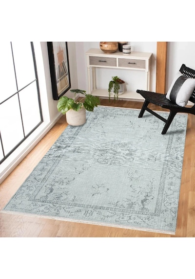 Bespoky Cornelia 9243 Madalyon Desenli Salon Halısı Dijital Baskı Gri