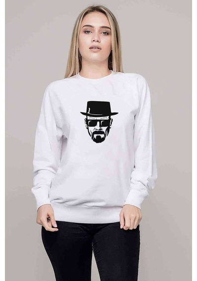 Silhouette Walter White Baskılı Beyaz Kadın Sweatshirt