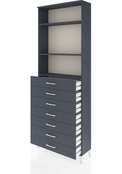 Arges Dolap 3 Raflı 7 Çekmeceli 88x30x243 Antrasit-antrasit Antrasit