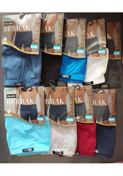 Berrak 4488 Erkek Modal İnce Kemer Lastikli Çok Renkli Boxer 10 Adet Çok Renkli