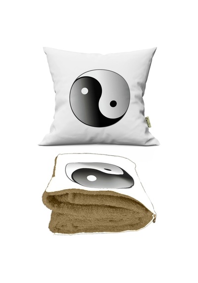 Ying Yang Desenli Opsiyonel Yastık İçinde Tv Battaniyesi 110x170