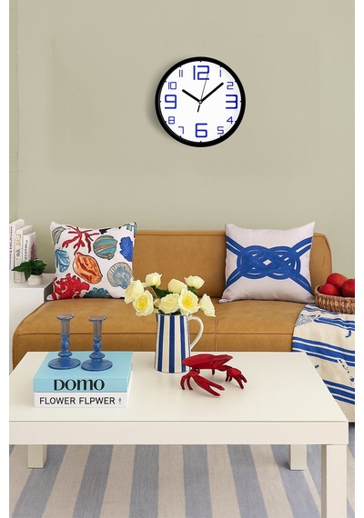 Modern Tasarım Duvar Saati - 25cm - Önü Camlı Siyah Kasa - Sessiz Mekanizma-jh0453 Siyah