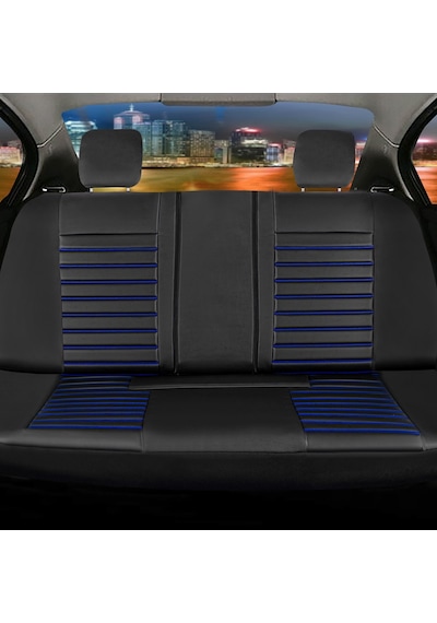Citroen E-c4 X Deri Oto Koltuk Kılıfı Ön Arka Set Siyah Mavi  Seri Şhn