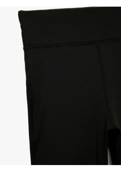 Koton Yüksek Bel Dikiş Detaylı Slim Fit İnterlok Spor Tayt Siyah 6wak40127nk SiYAH