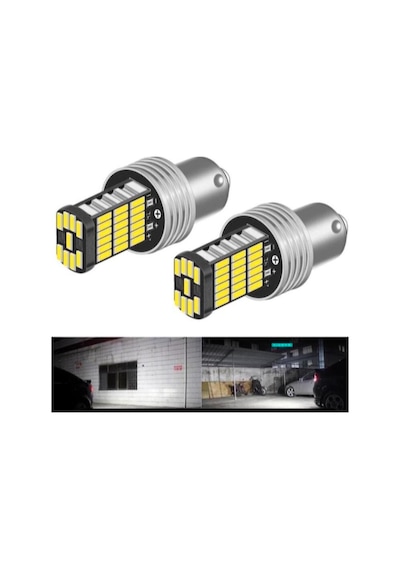 Sisa Ba15S 1156 P21W 45 Led Geri Vites Sinyal Stop Ampulü 2 Adet 1 Takım Beyaz