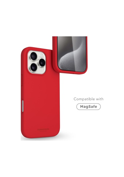 Vonmahlen Apple Uyumlu iPhone 16 Pro Magsafe Silikon Kılıf Kırmızı
