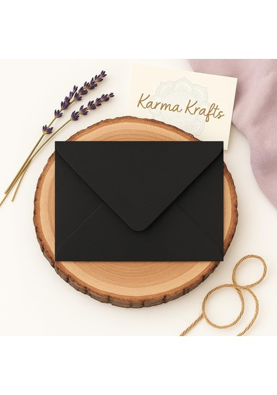 Siyah Davetiye Zarfı, Dayanıklı Mat Tebrik Kart Ve Mektup Zarfı Seti, 50 Adet, 13x18 Cm - 140 Gr