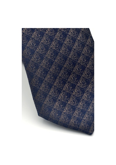 Gaffy Lacivert Küp Desenli Kahverengi Dokuma Kumaş Mendilli Slim Fit Kravat // Sdk-2605-7 Kahverengi