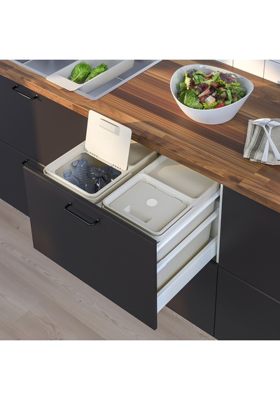 Ikea Hållbar Çöp Ayırma Çözümü 44 Lt 3 Parça Beyaz - Açık Gri