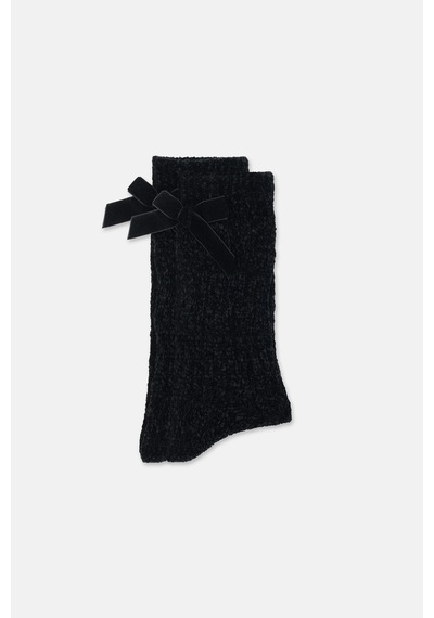 Suwen Fluffy Velvet Ribbon Soket Çorap Wss12010288012 Siyah