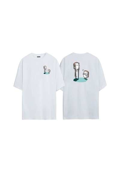 Thewert Unisex Marshmallow Diş Fırçası Ön Arka Baskılı Beyaz Oversize T-shirt