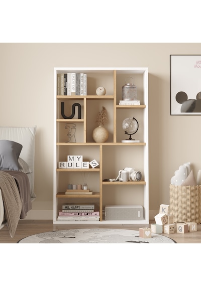 Robin Home Oscar Kitaplık 124cm Sepet-beyaz