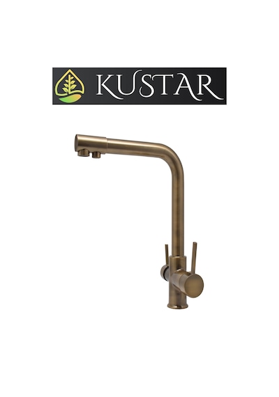 Kustar Antik Eskitme 3 Yollu Arıtma Çıkışlı Aç Kapa Sıcak Soğuk İçme Suyu Çıkışlı Mutfak Eviye Bataryası