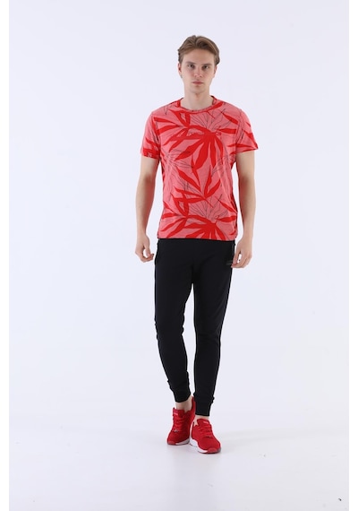 Maraton Sportswear Regular Erkek Bisiklet Yaka Kısa Kol Beach Kırmızı T-Shirt 20603-Kırmızı