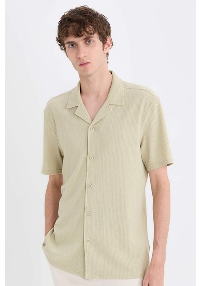 Defacto 	Modern Fit Polo Yaka Dokulu Penye Kısa Kollu Gömlek C4125AX25SM Haki
