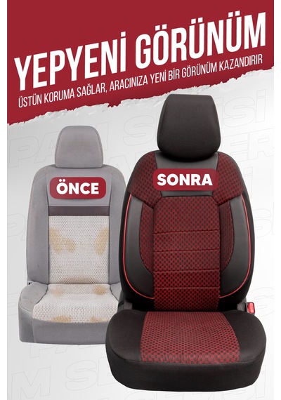 Smrautoaccessory Pam Serisi Oto Koltuk Kılıfı Bordo