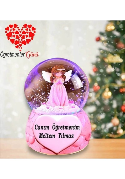 Kişiye Özel Renk Değiştiren Işıklı Pembe Peri Kar Küresi Sevgililer Günü