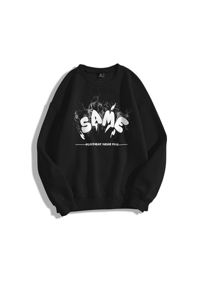 Tarzsokak Y2k Unisex Same Bisiklet Yaka Sweatshirt Kod 1817 Siyah