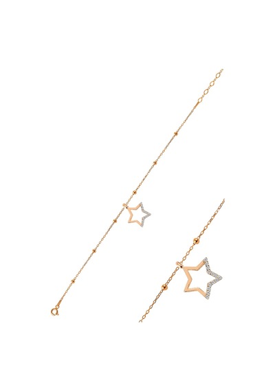 Gümüş Rose Zirkon Taşlı Yıldız Figürlü Top Top Bileklik