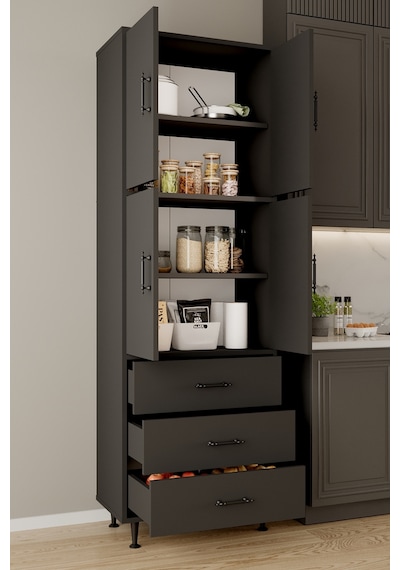 Aeka Ae-3020 Irmak 4 Kapaklı Çok Amaçlı Dolap 3 Çekmeceli Raflı Mutfak Kiler Banyo 195x63x35 Çok Amaçlı Dolap Antrasit - Antrasit Aeka Ae-3020 Irmak 4 Kapaklı Çok Amaçlı Dolap 3 Çekmeceli Raflı Mutfak Kiler Banyo 195x63x35 Çok Amaçlı Dolap Antrasit - Antrasit