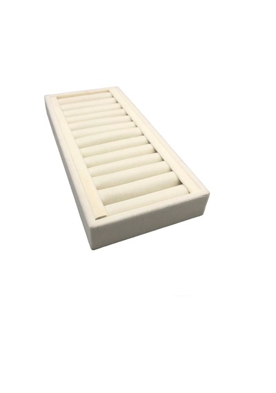 Yerli Üretim Süet Kumaş Krem Renk 25 Cm / 11,5 Cm Kelepçe-bileklik Sergileme Standı Çok Renkli