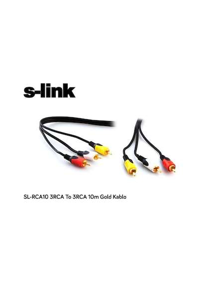 S-Link Sl-Rca10 3Rca To 3Rca 10M Gold Kablo