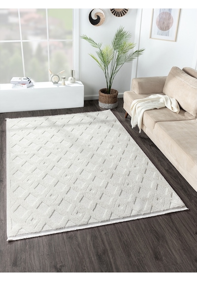 Mariesse Home Elit Bukleli Yumuşak Peluş Post Shaggy Çocuk Odası Oturma Odası Salon Mutfak Halısı 0279c Beyaz