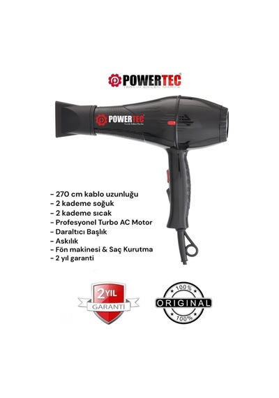 Powertec Tr-701 Saç Kurutma Makinesi - Siyah