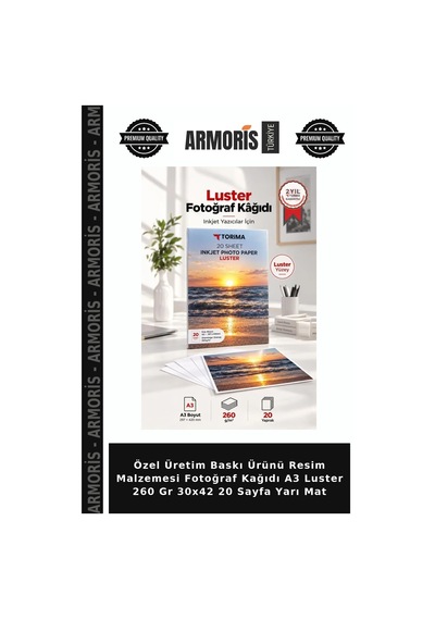 Özel Üretim Baskı Ürünü Resim Malzemesi Fotoğraf Kağıdı A3 Luster 260 Gr 30x42 20 Sayfa Yarı Mat