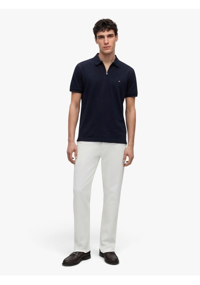 Tommy Hilfiger Merc Pıque Zıp Reg Polo Erkek Mavi T-shirt - Mw0mw43282