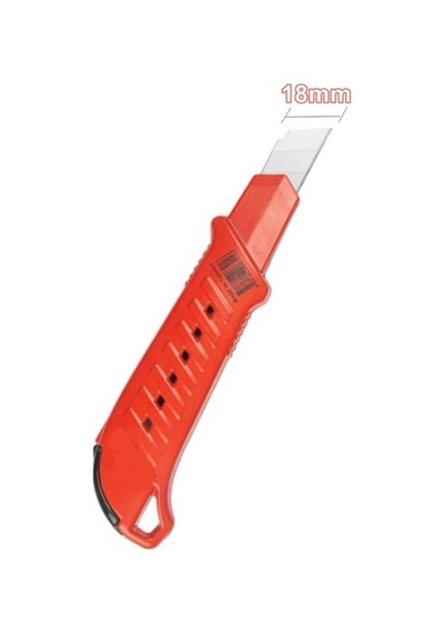 Maket Bıçağı Metal Gövdeli Kırmızı Maket Bıçağı 18mm Geniş Bıçak