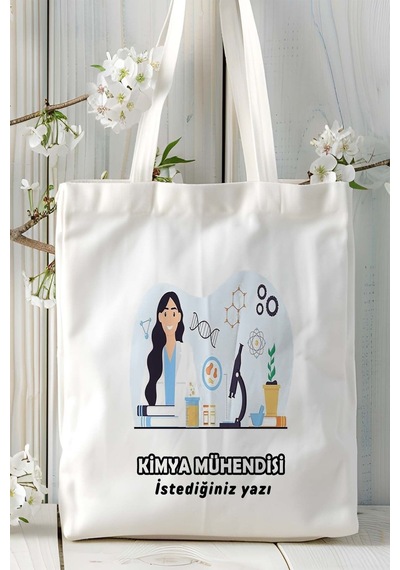 Art Hediye Kimya Mühendisi Baskılı Bez Omuz Çantası Kişiye Özel Model 6 Çok Renkli