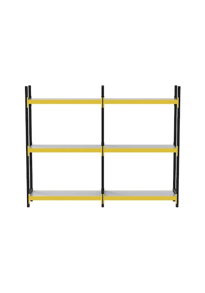 3 Katlı Duble Midi Rack - Ekonomik Depo,arşiv, Kiler Rafı Siyah-turuncu-35x180 Cm-100 Cm Çok Renkli
