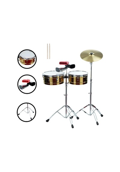 Midex Drm-21 Latin Perküsyon Timbal Seti Stand Zil Cowbell Dahil