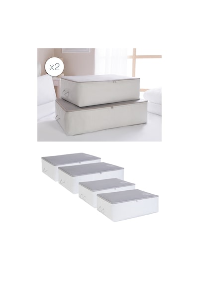 Ocean Home Textile 4'lü Gri Renk Stuff & Things Baza Altı Hurç Set