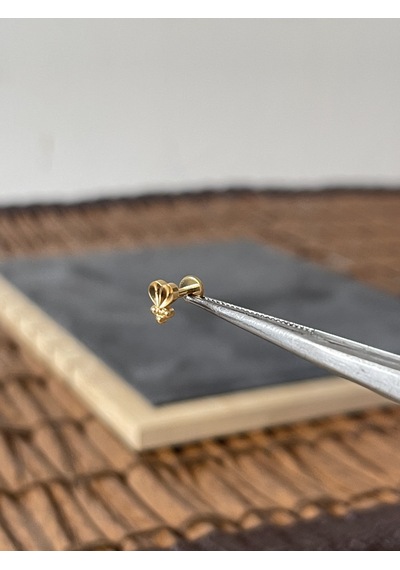 Yüksek Kalite G23 Kalp Noktalı Altın Titanyum 6 X 1.2 MM Labret Piercing Altın