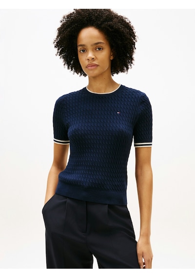 Tommy Hilfiger Co Cable C-nk Ss Swt Kadın Mavi Kazak - Ww0ww41787 Mavi
