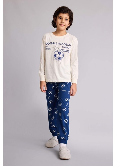Defacto Regular Fıt 2li Pijama Takımı Erkek Çocuk G9973a826sper98 Ekru-er98