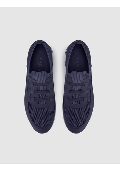 Cabani Lacivert Örgü Dokulu Konfor Sneaker Siyah - Neon Yeşil