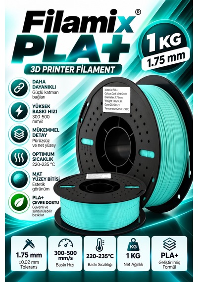 Filamix Pla+ Filament 1.75mm 1 Kg Mintyeşili