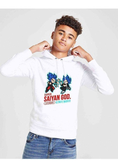 Tshirthane Anime Dragon Ball Baskılı Unisex Çocuk Kapüşonlu Beyaz Sweatshir (529028447) Beyaz