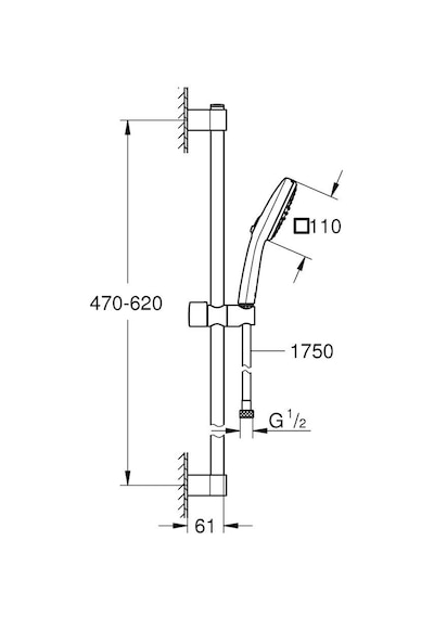Grohe Tempesta Cube 110 Sürgülü Duş Seti, 2 Akışlı Krom, 26748003 Krom