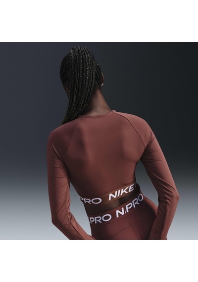 Nike Pro Dri-fıt 365 Crop Ls Kadın Sweatshirt-sportxoutlet Kahverengi