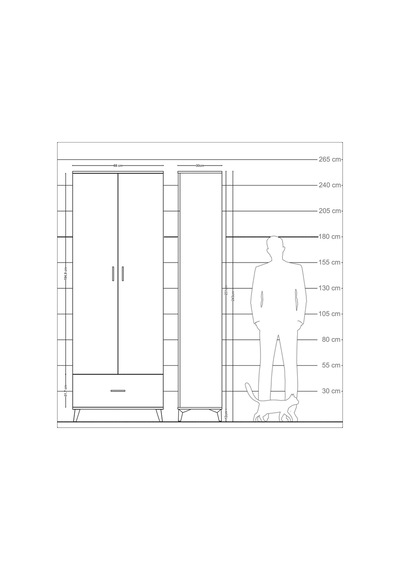 Arges Dolap 5 Raflı Tek Çekmeceli 2 Kapaklı 88x30x243 Aytaşı-antrasit Aytası