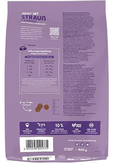 Sanabelle Life Adult Devekuşlu & Yaban Mersinli Kuru Kedi Maması 400 Gr