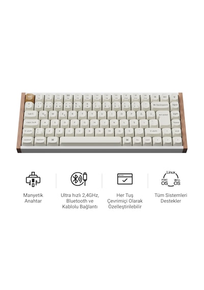 Keychron K2 He Kablosuz Manyetik Anahtar Türkçe Klavye Gateron Çift Raylı Manyetik Bulutsu Anahtarlar K2h-q1-tr