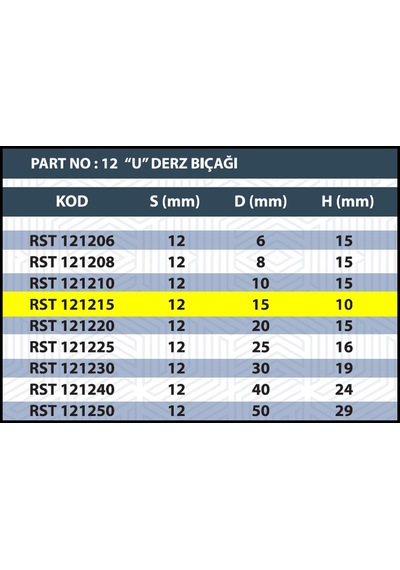 15mm U Derz Bıçağı