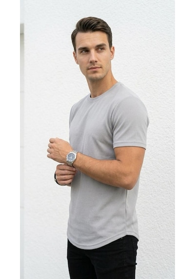 Plus Scorpion Erkek Slim Fit Basic Tişört Esnek, Terletmeyen Pike Dokulu Kumaş Gri Plus Scorpion Erkek Slim Fit Basic Tişört Esnek, Terletmeyen Pike Dokulu Kumaş Gri